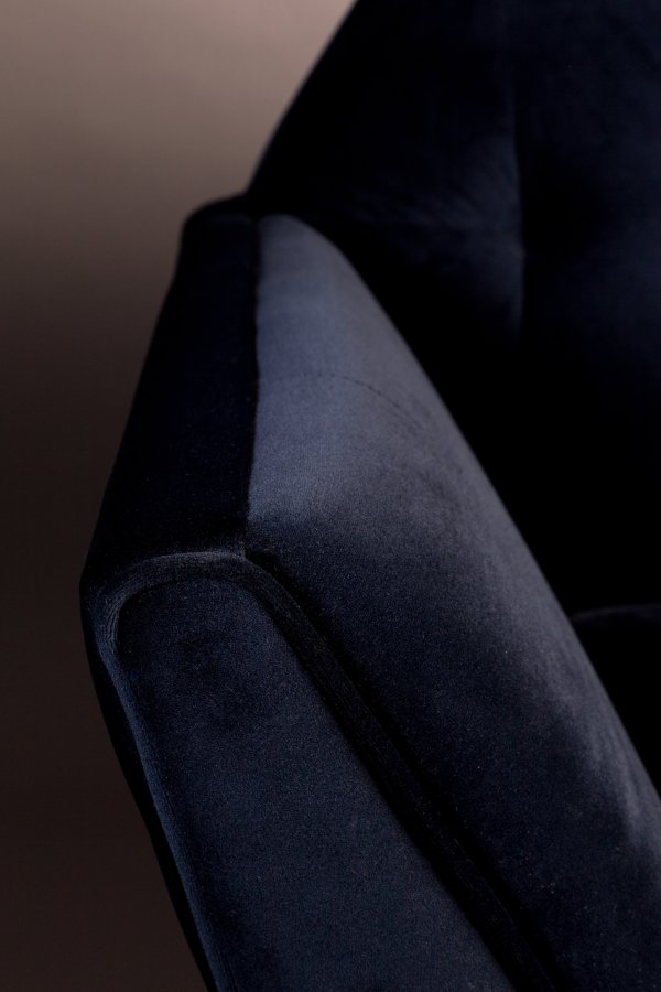 DUTCHBONE Kate 2-seters sofa - dypbl flyelsstoff og svart jern