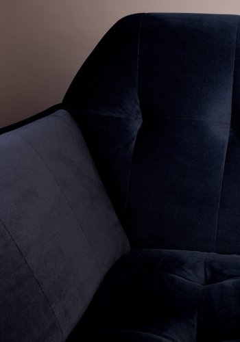 DUTCHBONE Kate 2-seters sofa - dypbl flyelsstoff og svart jern