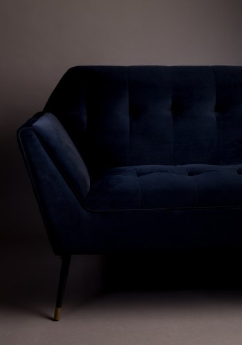 DUTCHBONE Kate 2-seters sofa - dypbl flyelsstoff og svart jern