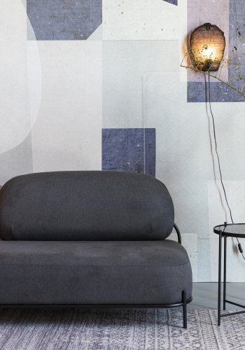 WHITE LABEL LIVING Polly sofa - grtt stoff og strykejern