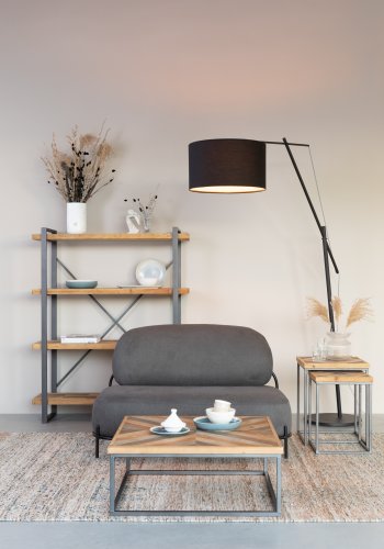 WHITE LABEL LIVING Polly sofa - grtt stoff og strykejern