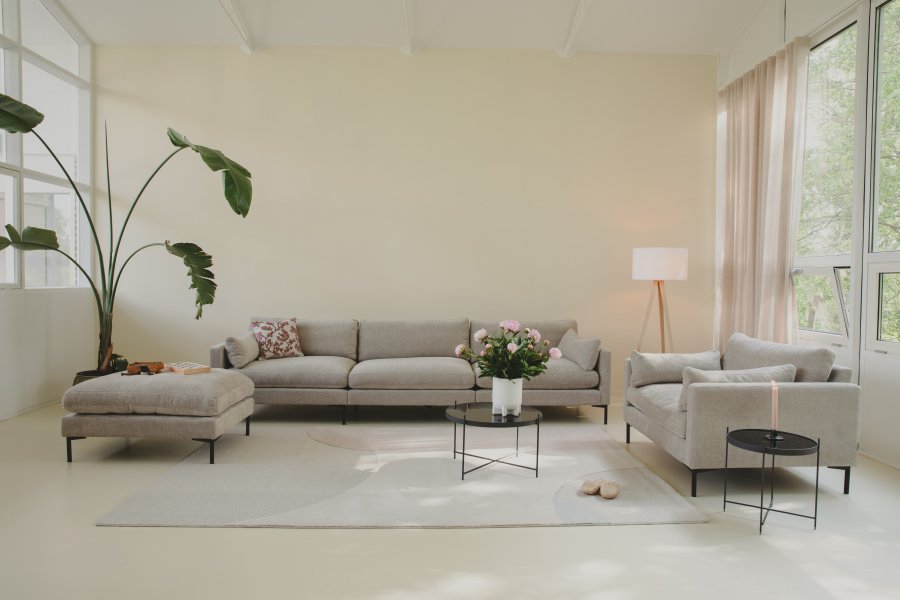 ZUIVER Summer 4,5-Sitzer-Sofa – Latte-Polyester und Stahl