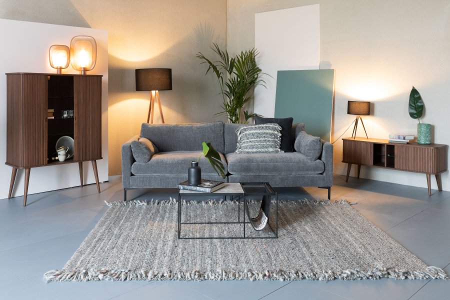 ZUIVER Sommer 3-seters sofa - antrasittgr polyester og stl