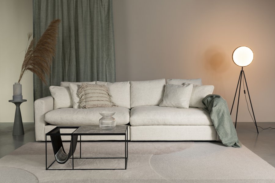 ZUIVER Sense 3-manns sofa - krem polyester og plast