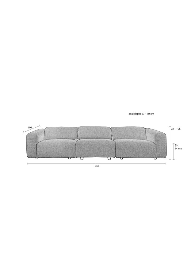 ZUIVER Wings 4,5-manns sofa - naturlig polyester og tre