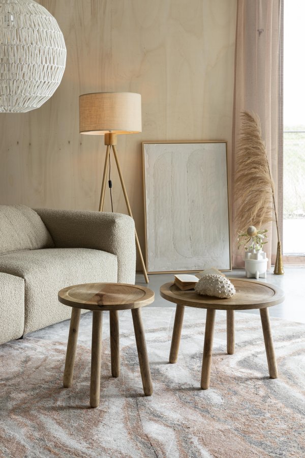 ZUIVER Wings 3-seters sofa - karamell polyester og tre