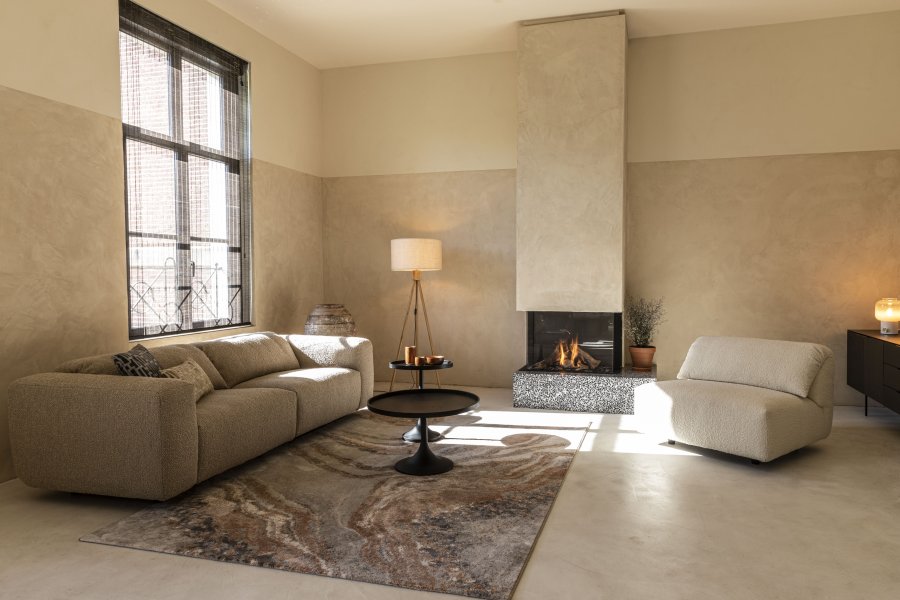 ZUIVER Wings 3-seters sofa - karamell polyester og tre