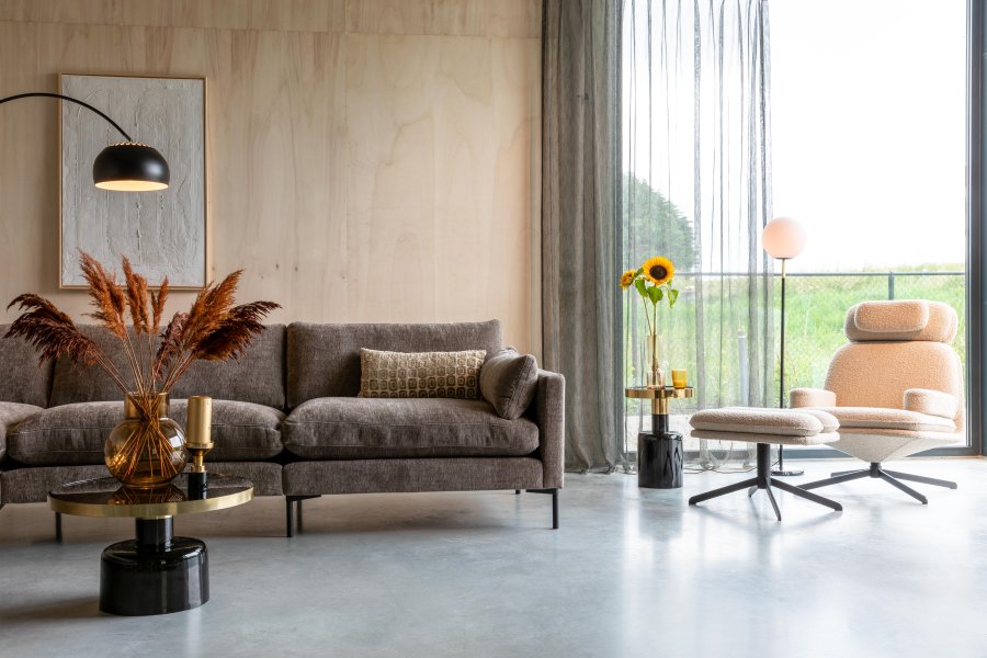 ZUIVER Sommer 4,5-manns sofa - kaffe polyester og stl