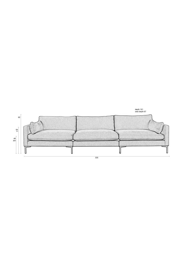 ZUIVER Sommer 4,5-manns sofa - kaffe polyester og stl