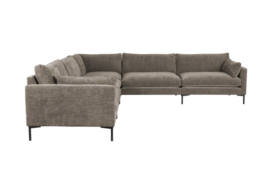 ZUIVER Sommer 7-manns hjrnesofa - kaffe polyester og stl