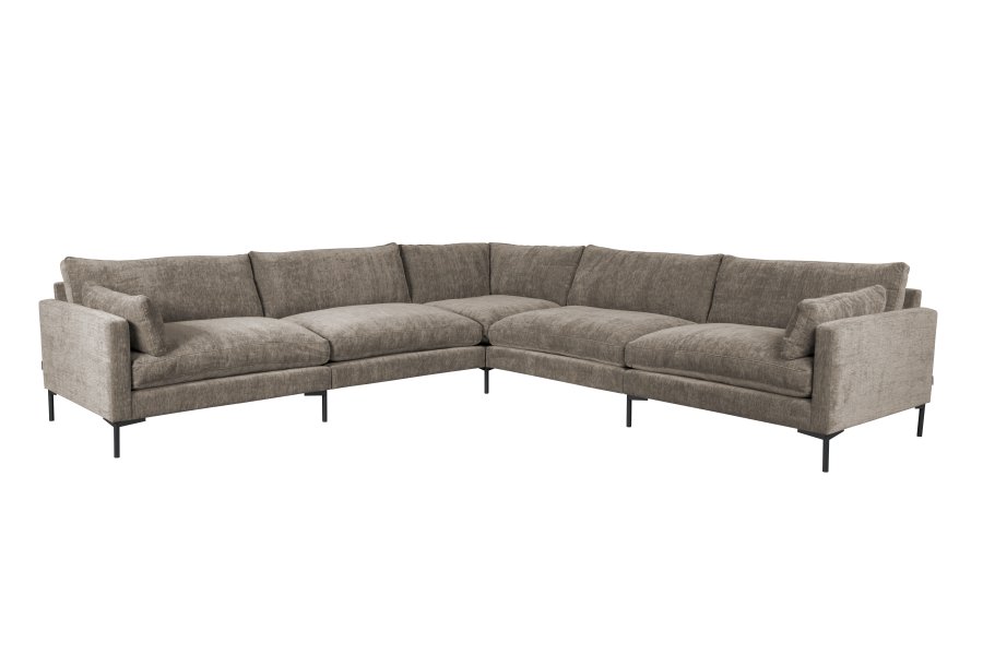 ZUIVER Sommer 7-manns hjrnesofa - kaffe polyester og stl