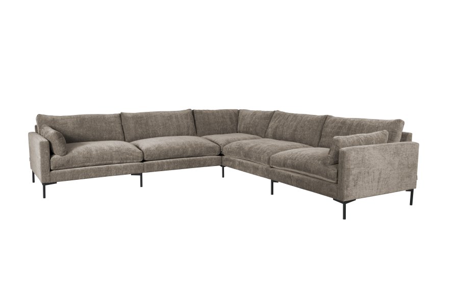 ZUIVER Sommer 7-manns hjrnesofa - kaffe polyester og stl