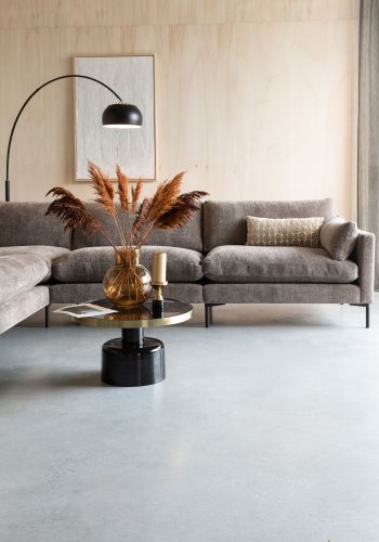 ZUIVER Sommer 7-manns hjrnesofa - kaffe polyester og stl