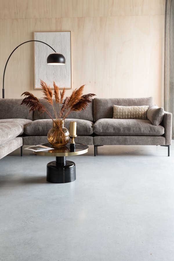 ZUIVER Sommer 7-manns hjrnesofa - kaffe polyester og stl