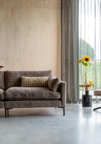 ZUIVER Sommer 7-manns hjrnesofa - kaffe polyester og stl