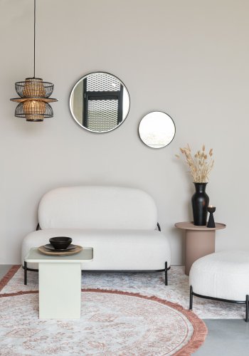 WHITE LABEL LIVING Polly sofa - elfenben teddystoff og strykejern