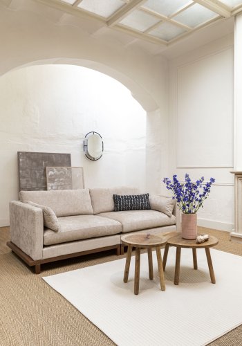 ZUIVER Blossom 3-seters sofa - ekte stoff og eik