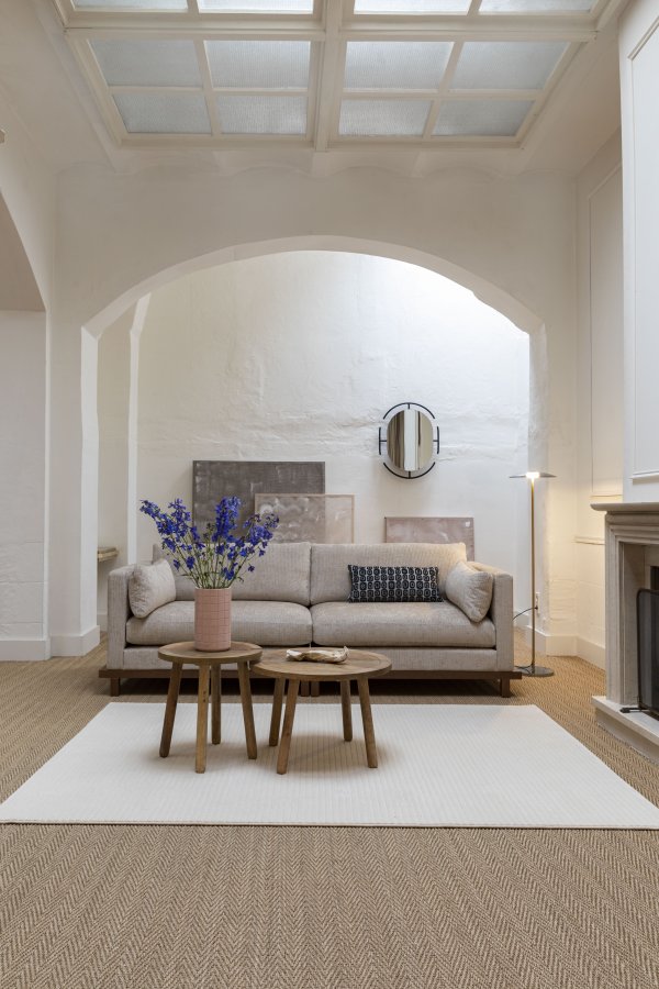 ZUIVER Blossom 3-seters sofa - ekte stoff og eik