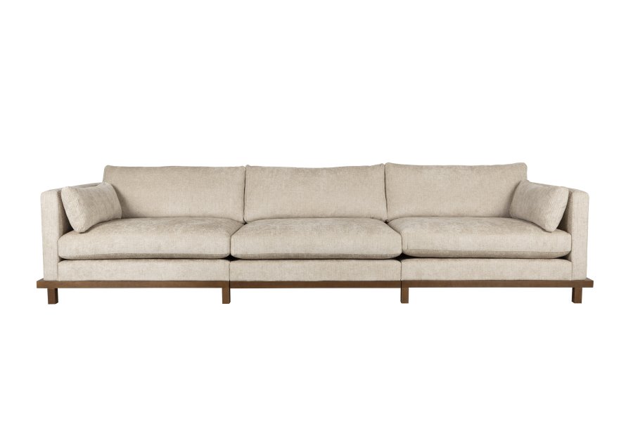ZUIVER Blossom 4,5-seters sofa - ekte stoff og eik