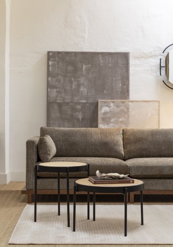 ZUIVER Blossom 4,5-manns sofa - mosestoff og eik