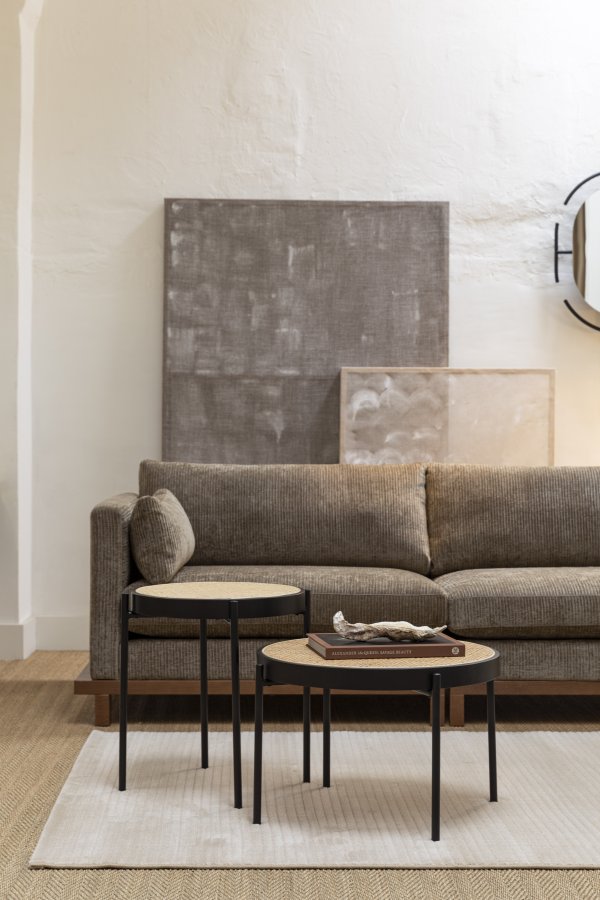 ZUIVER Blossom 4,5-manns sofa - mosestoff og eik