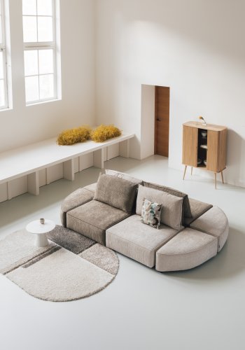 ZUIVER Hunter Sofa Element 1,5-seter, med rygg - ekte flyel og plast