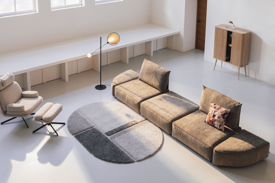 ZUIVER Hunter Sofa Element 1,5-seter, med rygg - moseflyel og plast