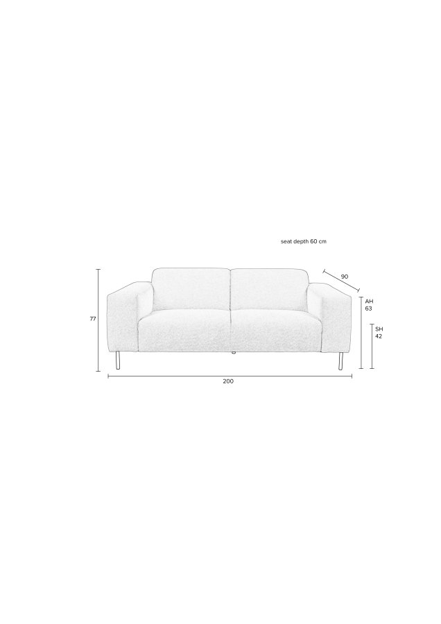 WHITE LABEL LIVING Sylvia 2,5-Sitzer-Sofa – Echtstoff
