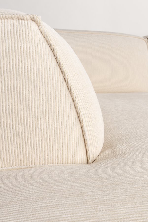 ZUIVER Fed Freddy Rib hjrnesofa, venstre - naturlig flyels polyester og plast