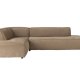 ZUIVER Fed Freddy Rib hjrnesofa, venstre - karamell flyels polyester og plast