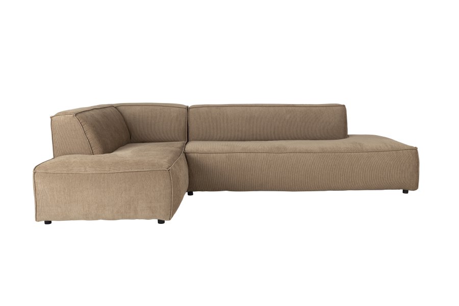 ZUIVER Fed Freddy Rib hjrnesofa, venstre - karamell flyels polyester og plast