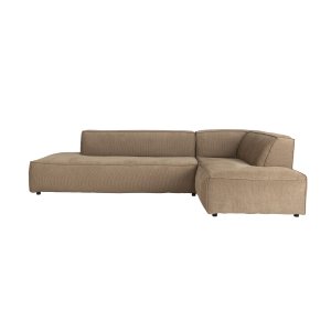 ZUIVER Fed Freddy Rib hjrnesofa, Hjre - caramel fljl polyester og plast
