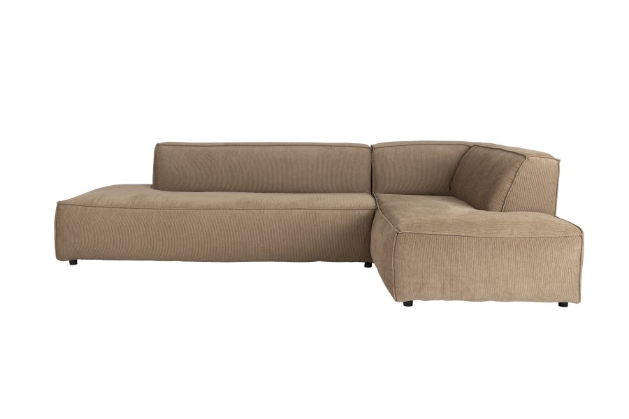 ZUIVER Fed Freddy Rib hjrnesofa, Hyre - karamell flyels polyester og plast