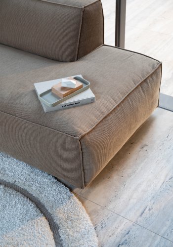 ZUIVER Fed Freddy Rib hjrnesofa, Hyre - karamell flyels polyester og plast