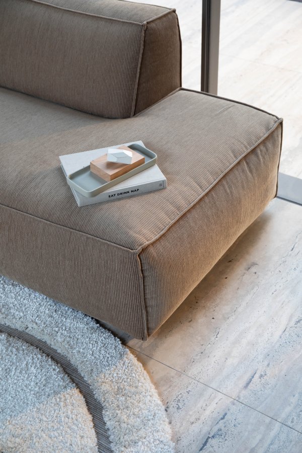 ZUIVER Fed Freddy Rib hjrnesofa, Hyre - karamell flyels polyester og plast