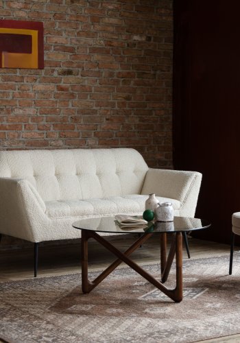 DUTCHBONE Kate 2-pers. sofa - beige bouclé stof og sort jern