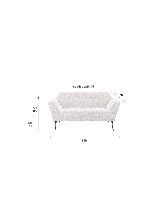 DUTCHBONE Kate 2-pers. sofa - beige bouclé stof og sort jern