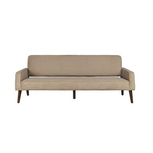 DUTCHBONE Preston sofa - beige fljl stof og brun gummitr