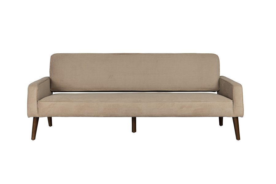 DUTCHBONE Preston sofa - beige flyelsstoff og brunt gummitre