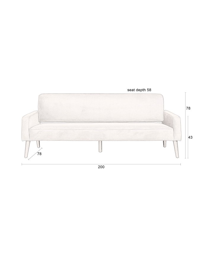 DUTCHBONE Preston sofa - beige flyelsstoff og brunt gummitre