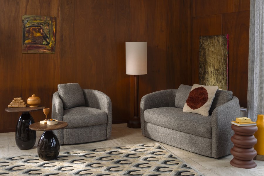 DUTCHBONE Boho Sofa - steingrauer Polyesterstoff