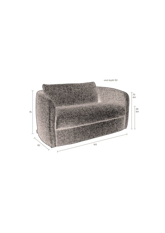 DUTCHBONE Boho Sofa - steingrauer Polyesterstoff