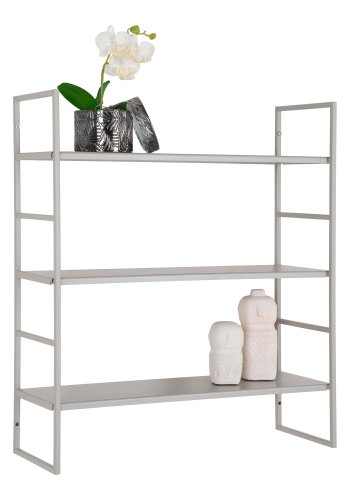 HOUSE NORDIC Vegghylle, stl, kjlig gr, 3 hyller, 48x17x55 cm