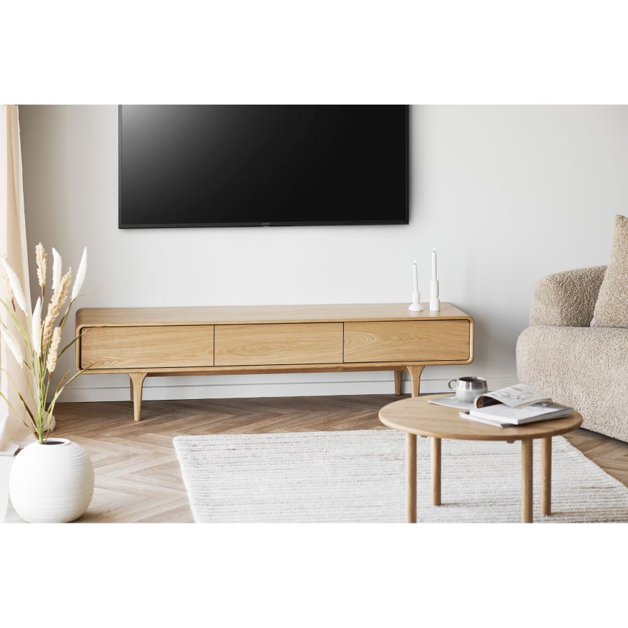 HOUSE NORDIC�Darwin TV-b�nk, m. 2 l�ger og 1 skuffe - natur egefiner og eg (180x45)