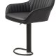 Brooks Barhocker, mit Rückenlehne, Armlehnen, Fußstütze und Gasdruckfeder – schwarzes PU und schwarzes Metall