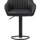 Brooks Barhocker, mit Rückenlehne, Armlehnen, Fußstütze und Gasdruckfeder – schwarzes PU und schwarzes Metall