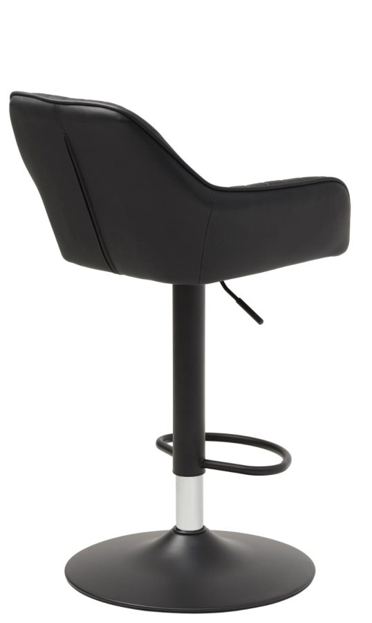 Brooks Barhocker, mit Rückenlehne, Armlehnen, Fußstütze und Gasdruckfeder – schwarzes PU und schwarzes Metall