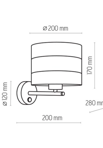 TK Tago vegglampe - svart stoff og sort metall