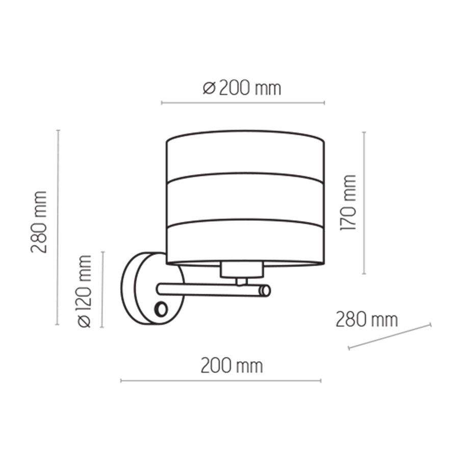 TK Tago vegglampe - svart stoff og sort metall