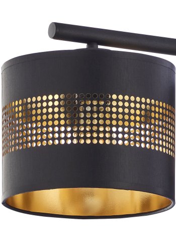 TK Tago taklampe, m. 4 skjermer - svart stoff og sort metall